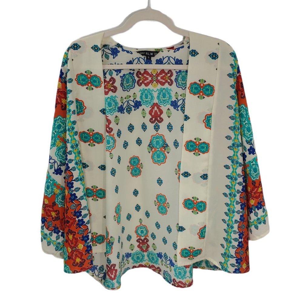 NLW Floral Kimono Beach Coverup Top